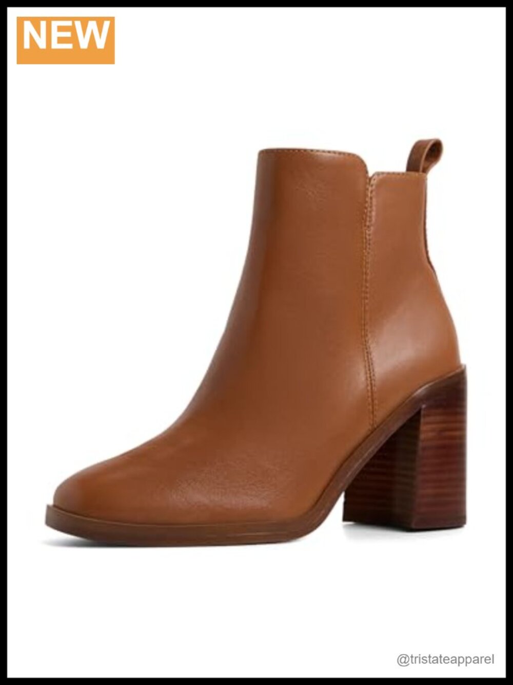 ALDO Hay Women's Ankle Boots Leather Block Heel Zip Closure Almond Toe